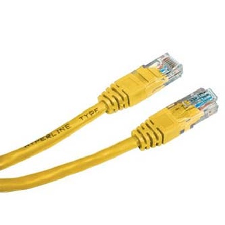 Papírenské zboží - UTP patchcord, Cat.5e, RJ45 M-7.5m, nestíněný, žlutý, economy