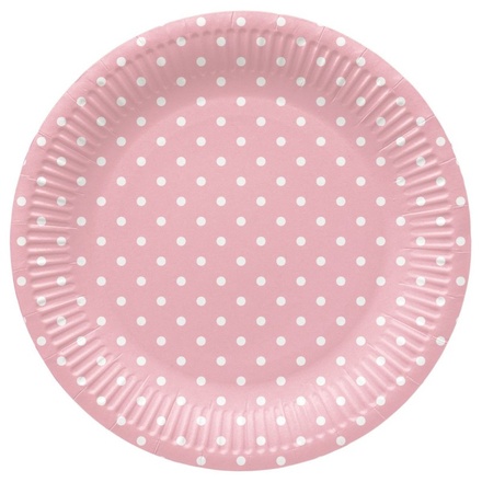 Papírenské zboží - Papírový talíř (FSC Mix) Dots Light Pink O23cm [8 ks]