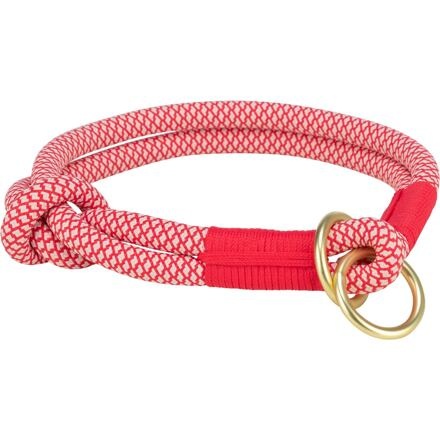 Papírenské zboží - Soft Rope kulatý polostahovací obojek, červená/krémová XS-S: 30cm/ 10 mm