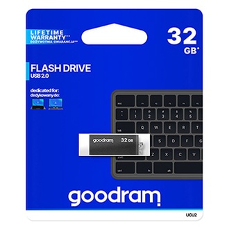 Papírenské zboží - Goodram USB flash disk, USB 2.0, 32GB, UCU2, černý, UCU2-0320K0R11, USB A, s otočnou kryt