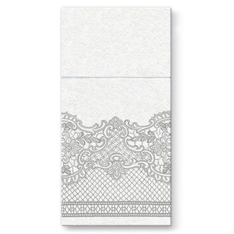 Papírenské zboží - Kapsy na příbory PAW Airlaid 40x40cm Royal Lace Silver [25 ks]