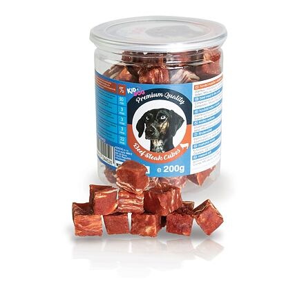 Papírenské zboží - KIDDOG hovězí masíčko v kostičce - PREMIUM QUALITY 200 g dóza 